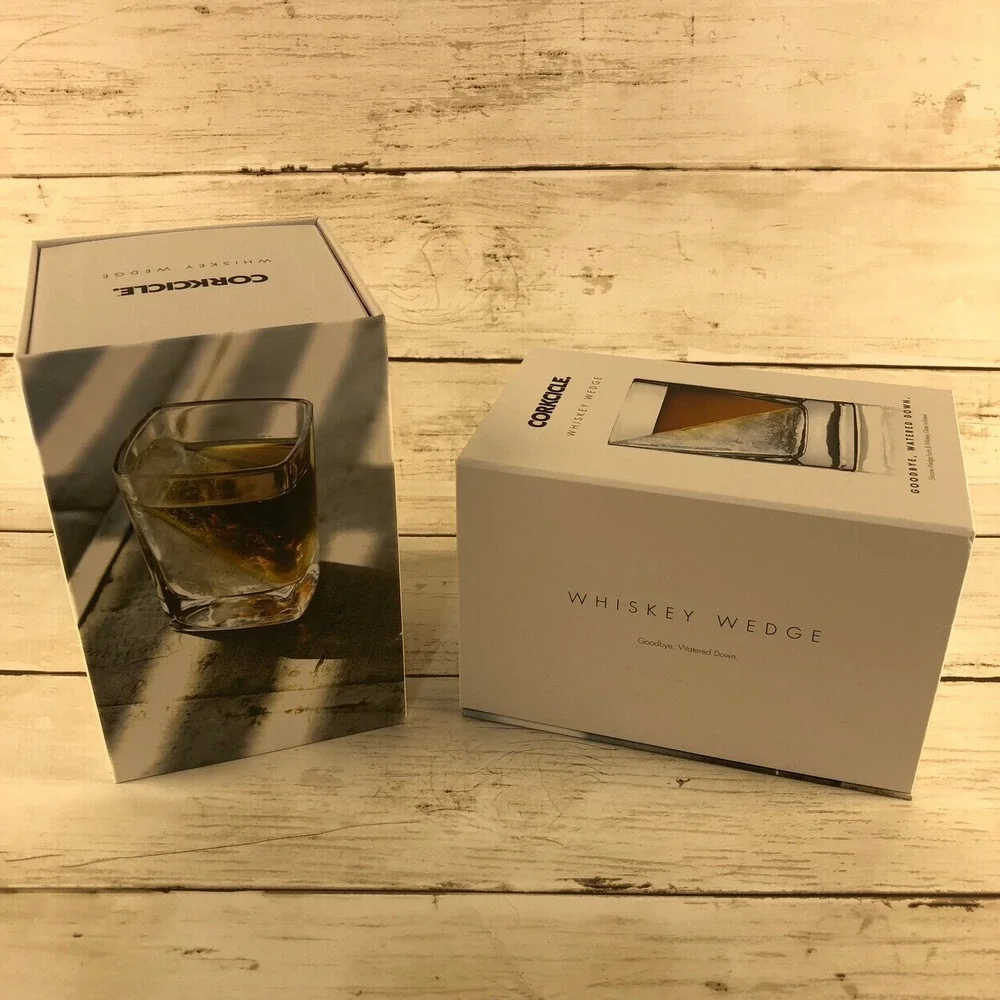 2 Pack Corkcicle Whiskey Wedge Glass with Silicone Ice Form New in Box Set of 2 - Picture 2 of 5